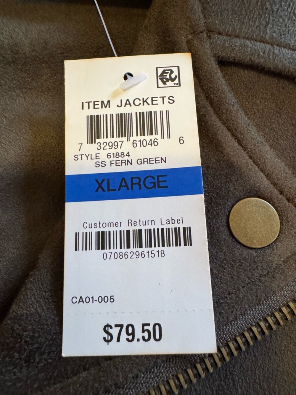 **NWT** Style & Co. Olive Suede-Look Moto Zip Jacket XL - Picture 7 of 11